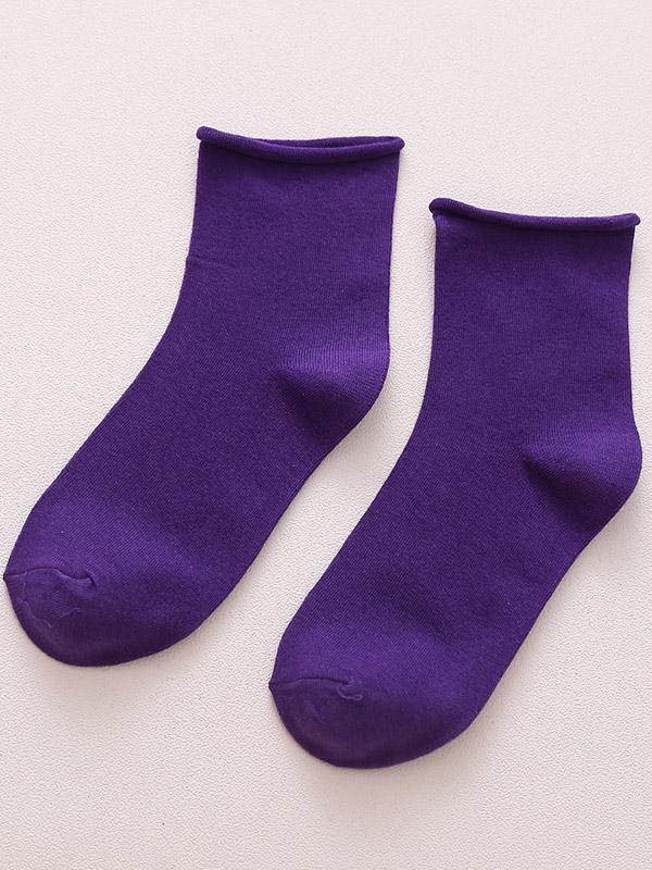 Solid Color Rolled Socks