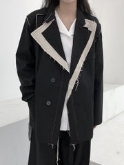 Spliced Fur Trim Suit Casual Coat