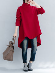 Women Simple Solid Color Turtleneck Bottoming Blouse