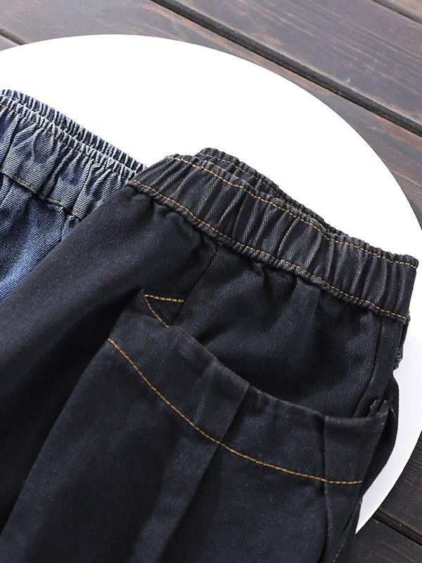 Loose Vintage Splicing Jean Wide-Leg Pants