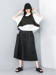 Three Piece Original Solid Vest& T-Shirt&Wide Leg Shorts