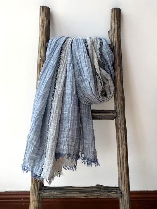 Ramie Cotton Split-joint Tasseled Scarf