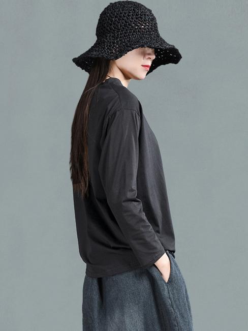 Ramie Cotton Solid Simple Shirt Top