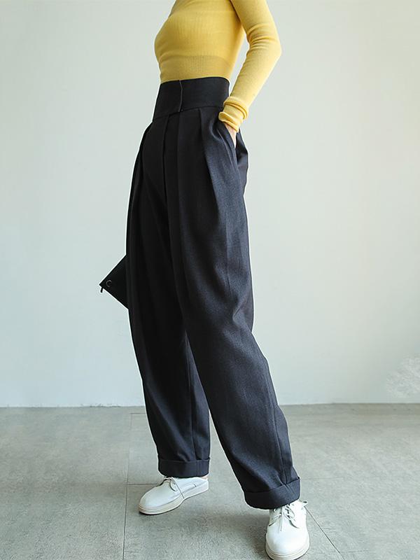 Loose Wide-Leg High-Waist Suit Pants