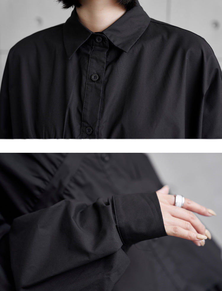 Loose Irregular Solid Color Long Sleeve Shirt