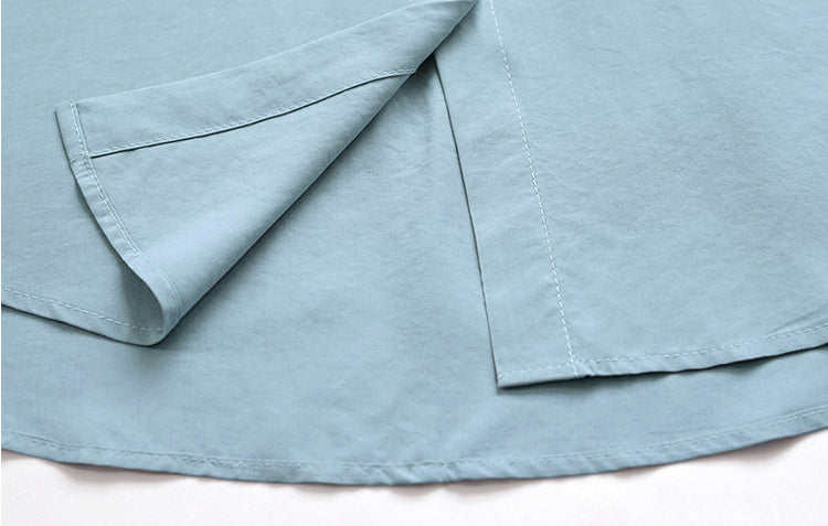 Women Simple Solid Color Lapel Long Sleeve Shirt