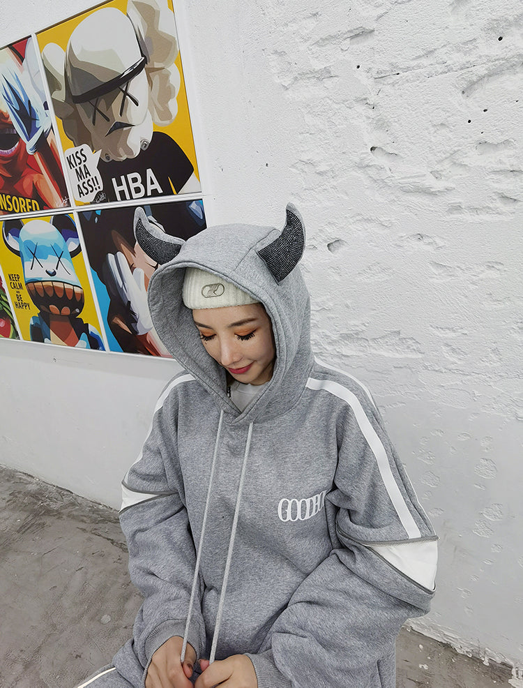 Women Hooded Zipper Casual Sweatshirt