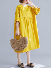 Casual Loose Solid Half-Sleeve Long Dress