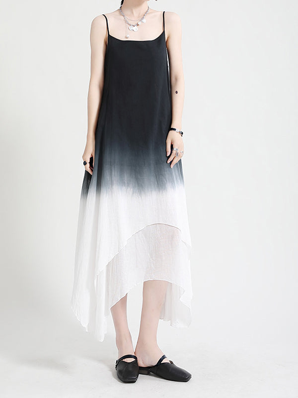 Gradient Irregular Big Hem Contrast Dress