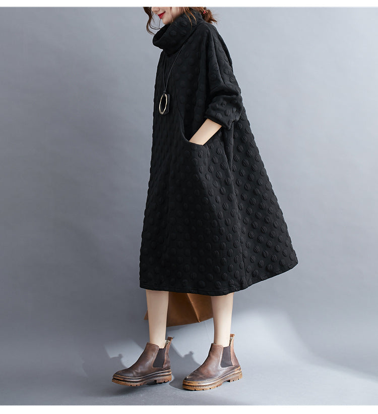 Women Retro Polka Dot High Neck Dress