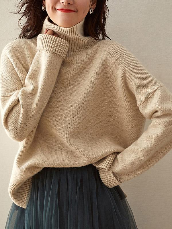 Solid Color Loose Turtleneck Sweater