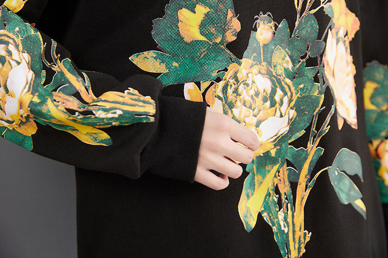 Vintage Print High Neck Sweatshirt