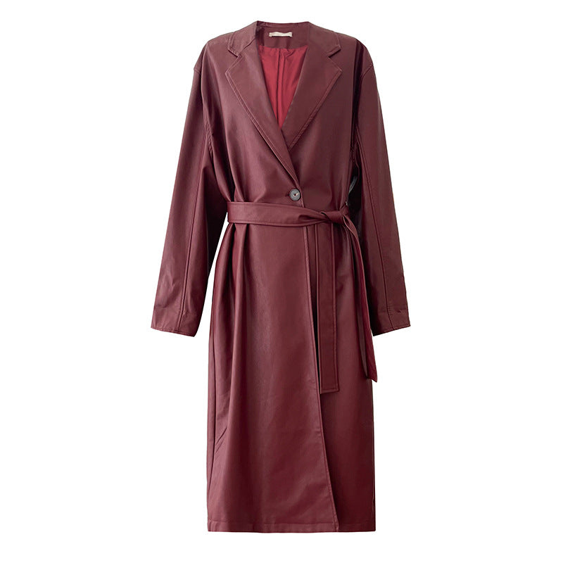 Ladies Solid Color Casual Long  Coat