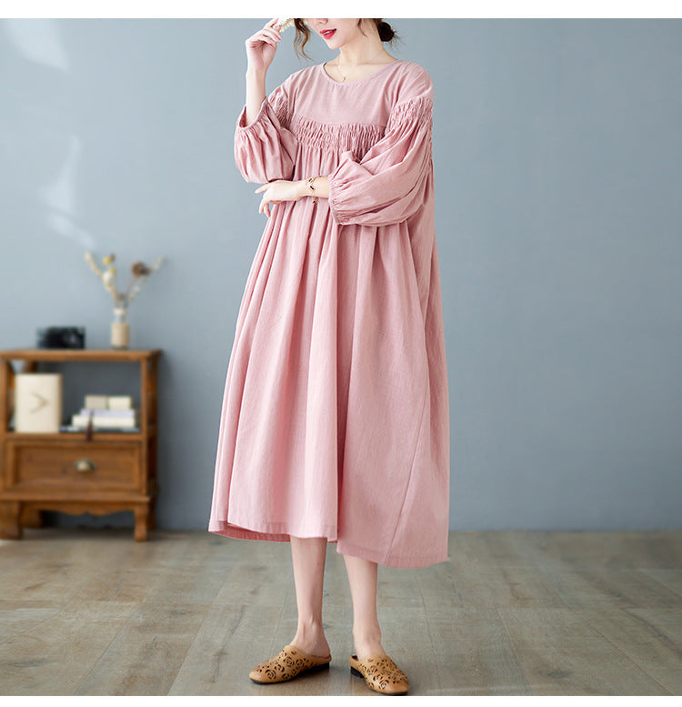 Loose Solid Color Midi Dress
