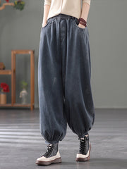 Solid Color Denim Loose Pants