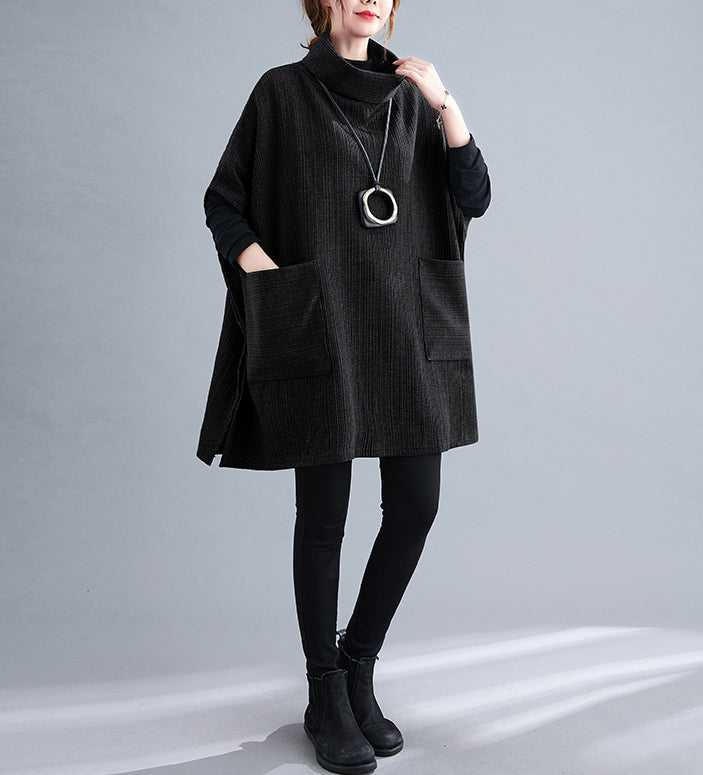 Loose Casual Turtleneck Bat Sleeve Outwear