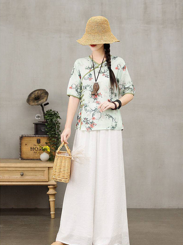 Retro Slouchy Plate Button Irregular T-Shirt