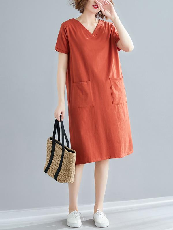 Loose Oversize Solid Midi Dress