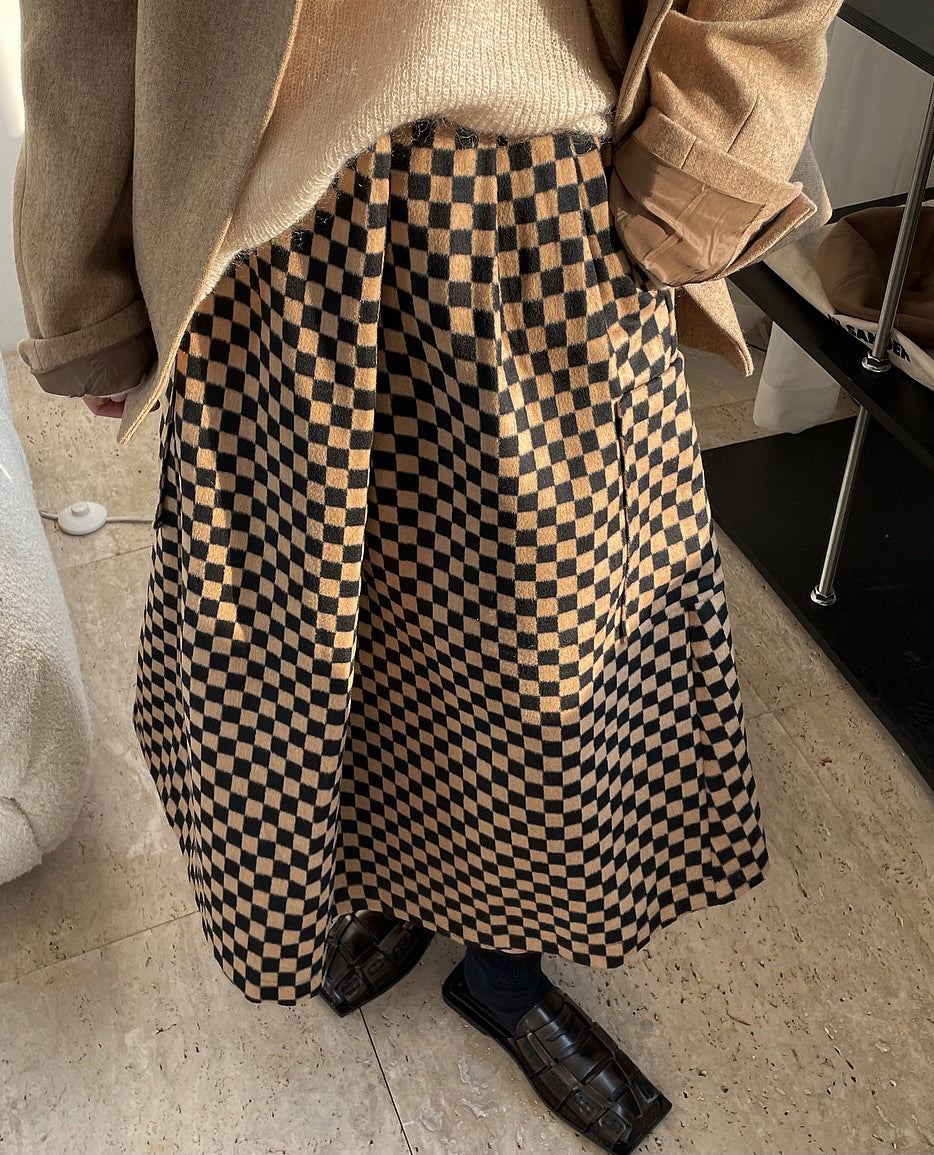 Casual Checkerboard Plaid Skirt