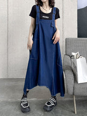 Roomy Sleeveless Asymmetric Split-Joint Midi Dresses