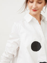 Polka-Dot Printed Loose Long-Sleeve Shirt