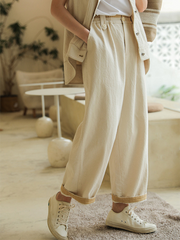 Solid Color All-Match Elastic Waist Denim Harem Pants