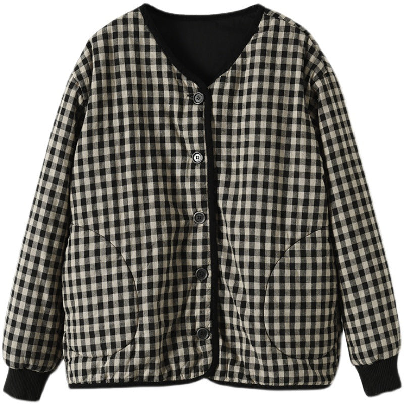 Retro Plaid Single-Breasted Coat