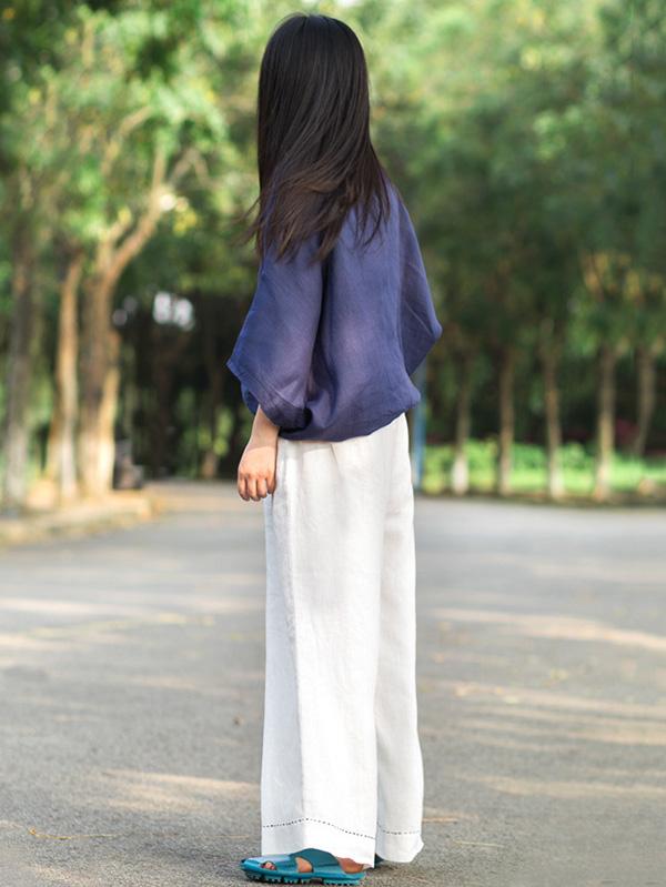 Vintage Linen Drape Wide Leg Pants