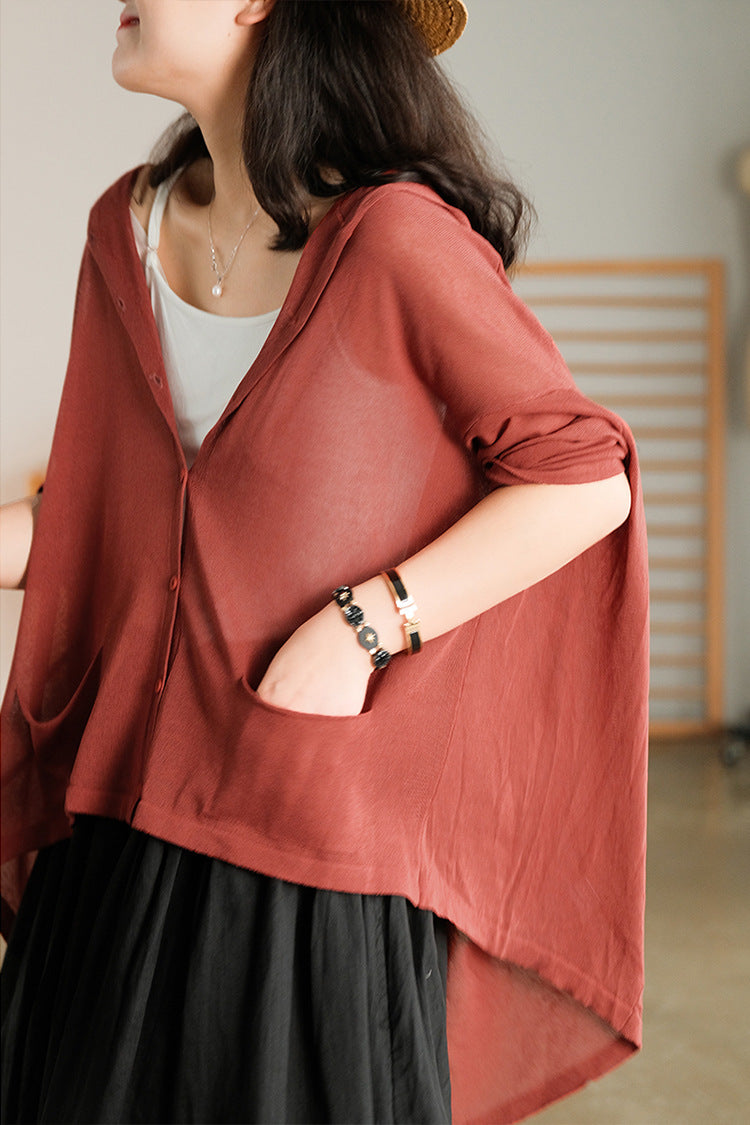 Loose Solid Color V-Neck Casual Sweater