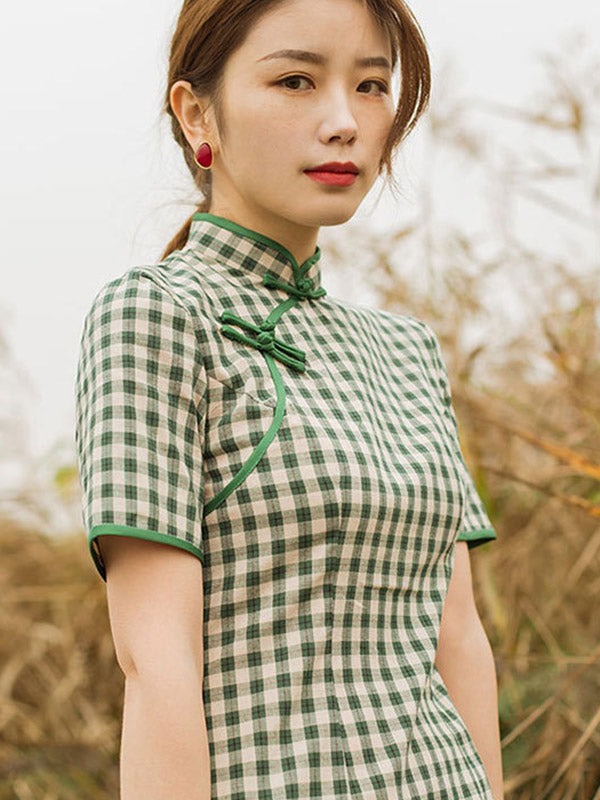 Artistic Retro Striped Stand Collar Short