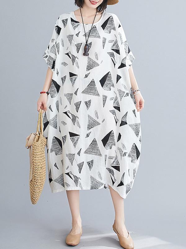 Loose Triangle Printed Midi Dress