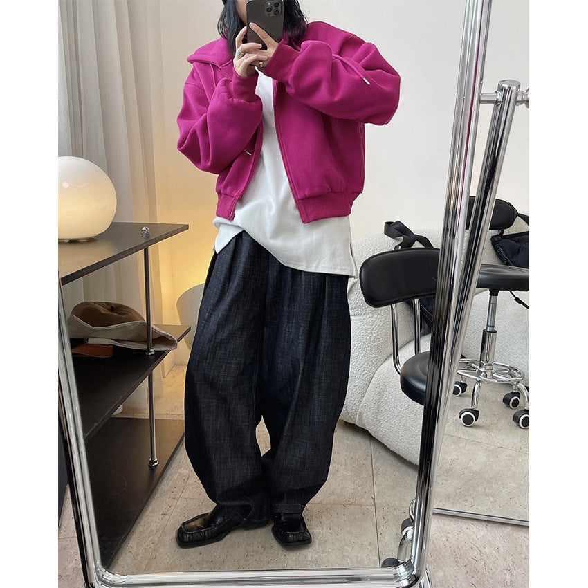 Casual Thicken Solid Color Zipper Sport Outwear