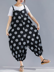 Loose Sleeveless Polka Dot Jumpsuit