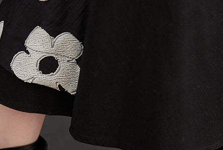 Embroidery Splicing Elastic High Waist A-Line Skirt
