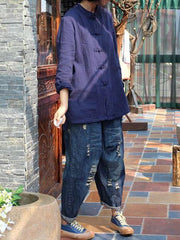 Vintage Elasticity Hollow 3/4 Jean Pants