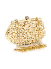 White&Apricot Beads Cheongsam bag Handbag