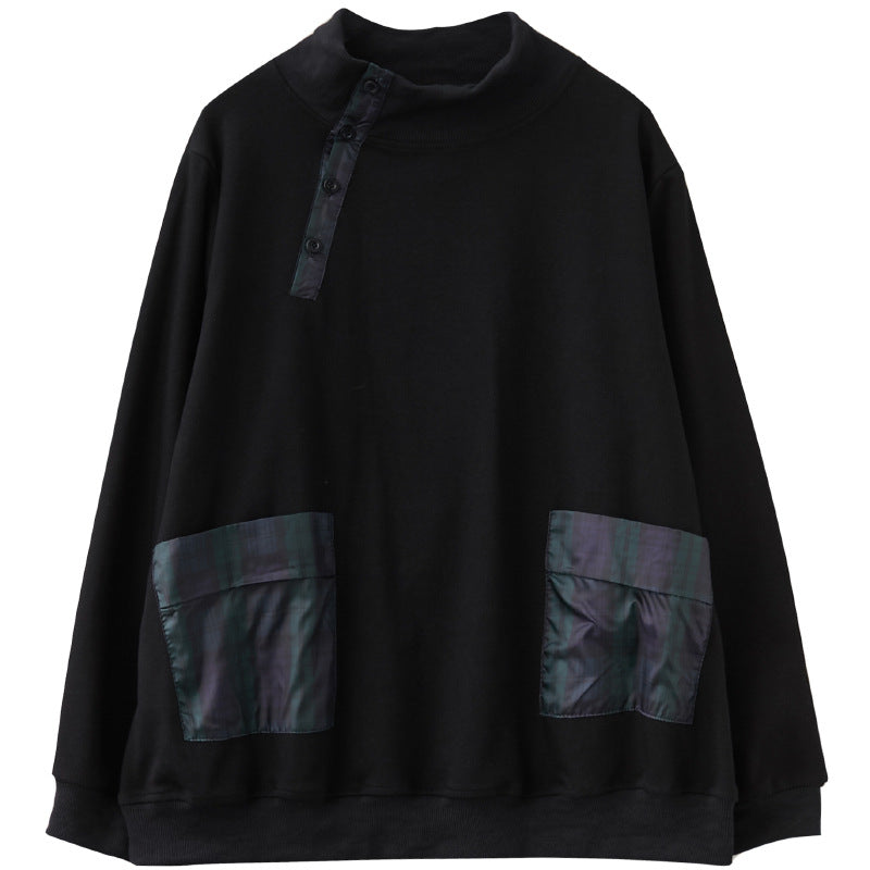 Mock Neck Split-Joint Loose Sweatshirt