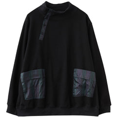 Mock Neck Split-Joint Loose Sweatshirt
