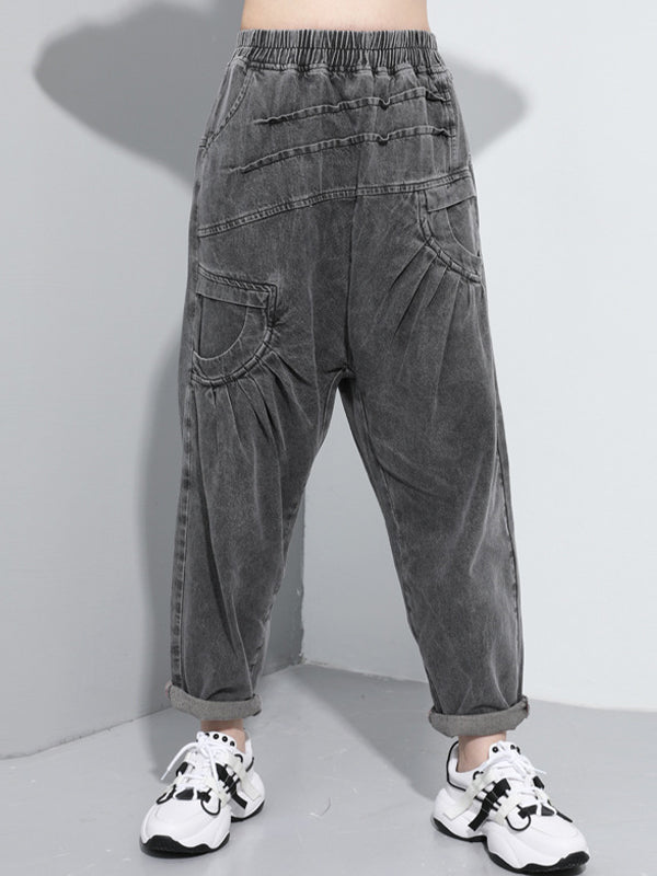 Solid Simple Wide Leg Casual Jeans