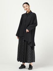 Pleated Cropped Splicing Polka-Dot Skirt