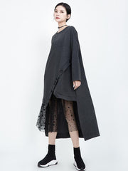 Polka-dot Gauze Split-joint Cropped Midi Dress