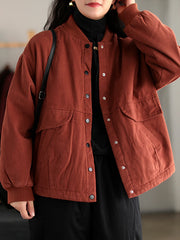 Women Loose Solid Color Pocket Jacket