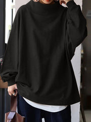 Loose Solid Color Pullover Sweatshirt