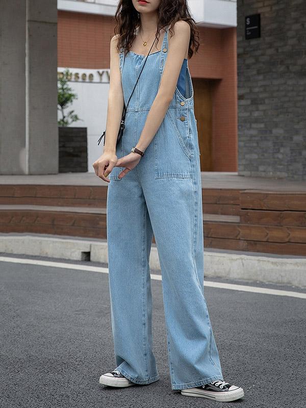 Vintage Empire Column Denim Jumpsuits