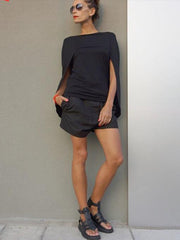 Two-Piece Tops Simple Black Vest With Cloak