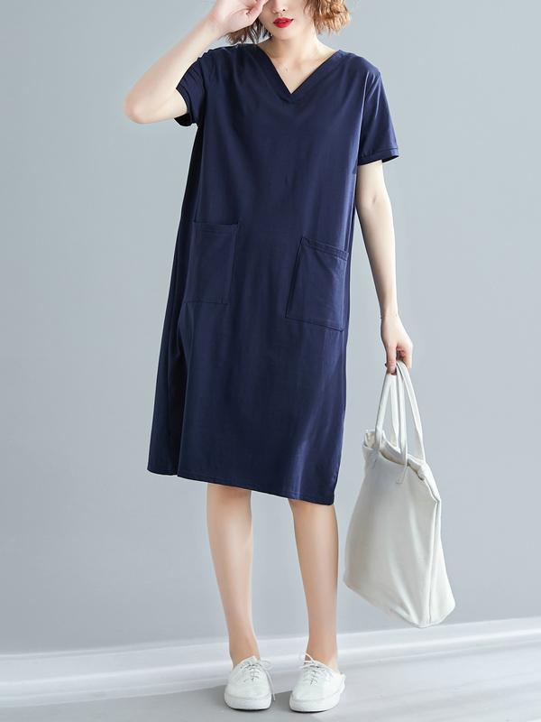 Loose Oversize Solid Midi Dress