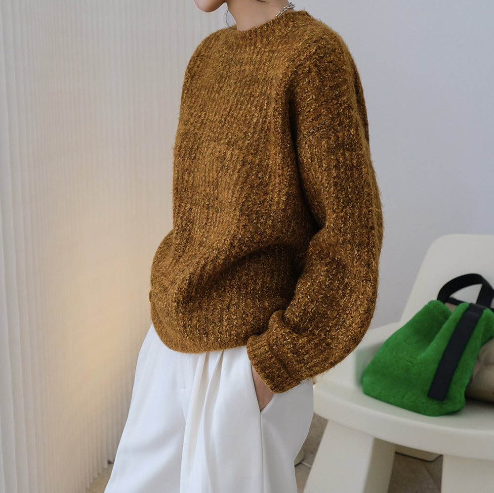 Retro Round Neck Loose Sweater