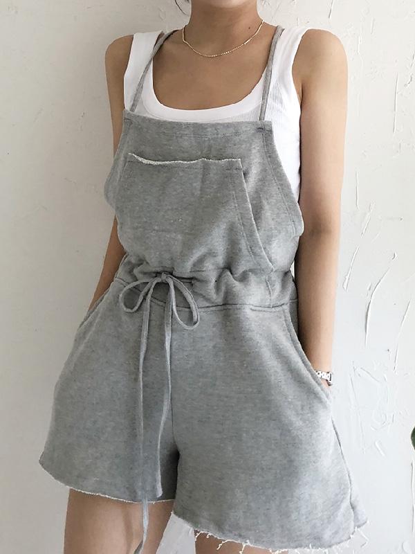 Black&Gray Urban Comfortable One-Piece Shorts Romper