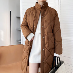 Women Stand Collar Solid Color Casual Coat