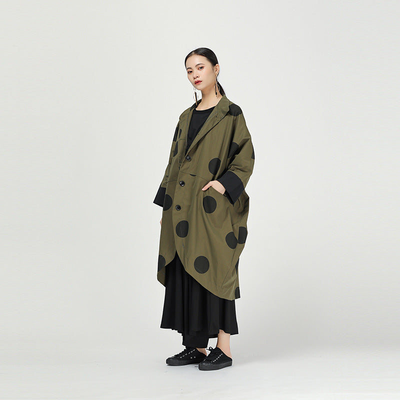 Retro Polka Dot Cloak Irregular Outwear